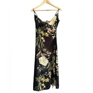 Lulu's Black and Yellow Floral Midi Dress